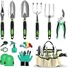 penobon Garden Tools Set, 13 Pcs Stainless Steel Gardening Hand Tools Set with Storage Bag, Gifts for Gardeners, Perfect for Planting, Weeding, Pruning