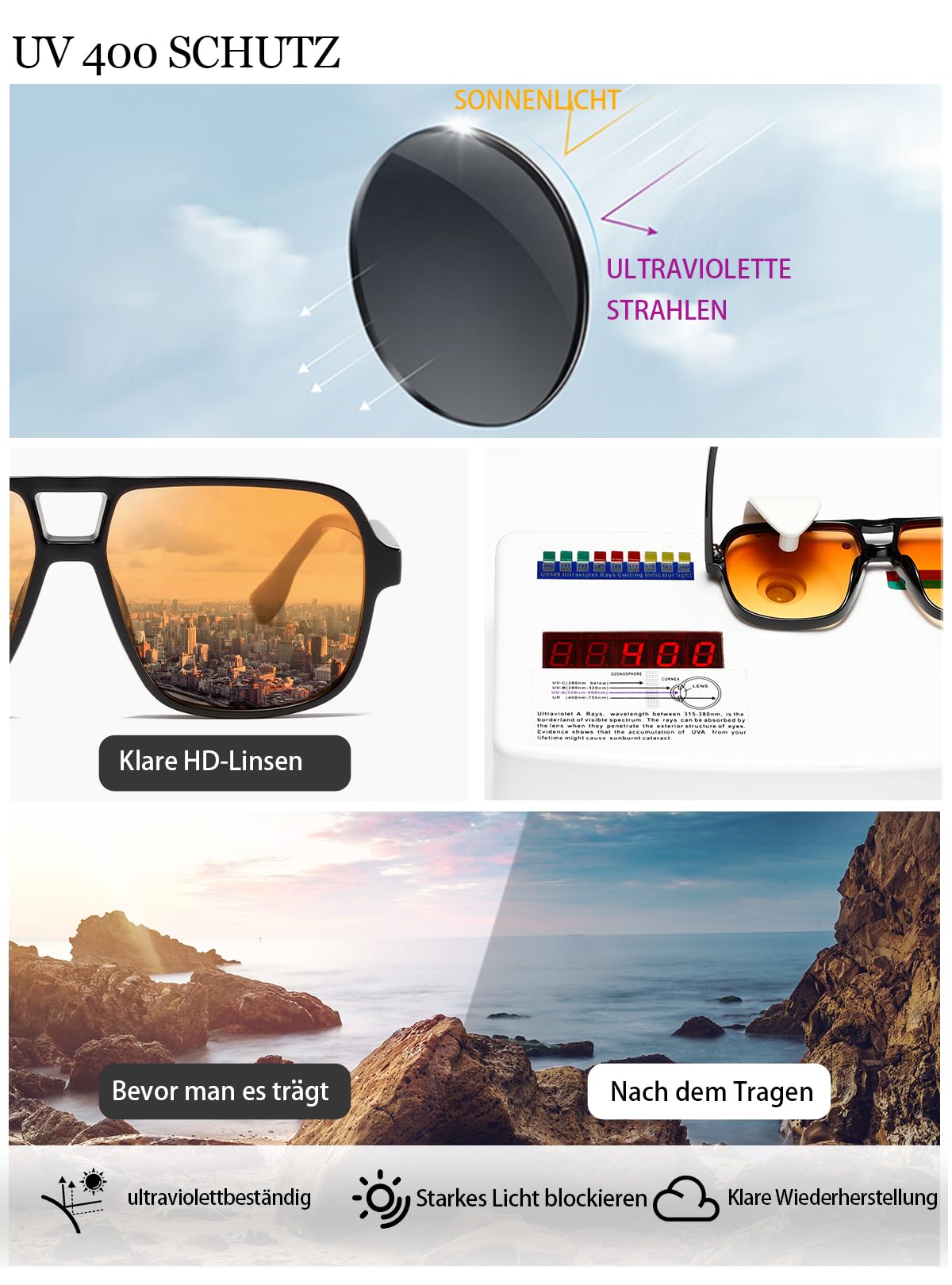 kimorn Sonnenbrille Damen Herren Trendige Retro Sonnenbrille Oversized Quadratrahmen Sonnenbrille K1650