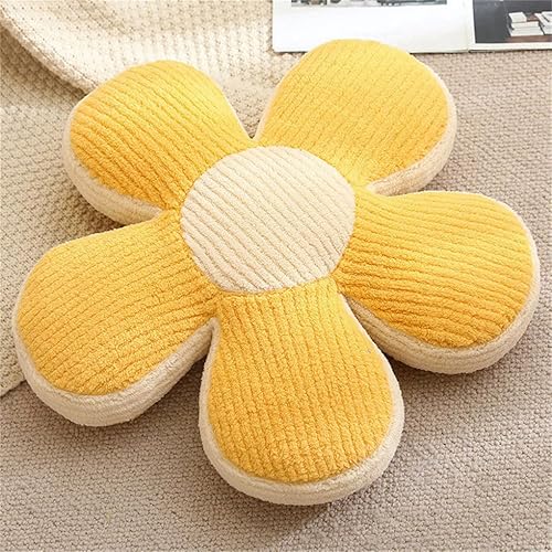 Miniatura 1 de Cojín en forma de flor Cojín de suelo Cojín de oficina sedentario Tatami coche Cojín de asiento de estudiante Cojín (19.7 in, amarillo)