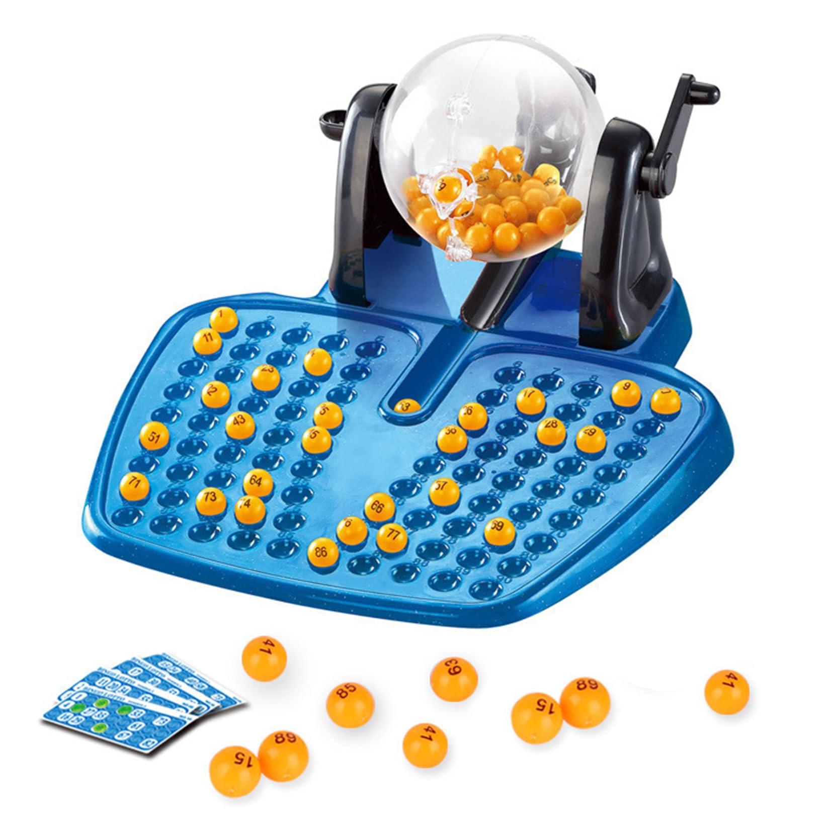 Set Da Gioco Con Macchina Per Lotteria Con 1 Macchina Per Lotteria 90 Segni Di Punteggio 90 Palline 48 Carte Feste Dopo Cena Natale Festività E Eventi Regalo (Blu)