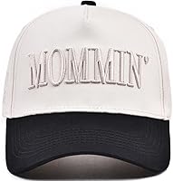 KIDHABE Women's Mommin Trucker Hat - Vintage Two-Tone Ponytail Baseball Cap, Adjustable Embroidered Hat for Moms