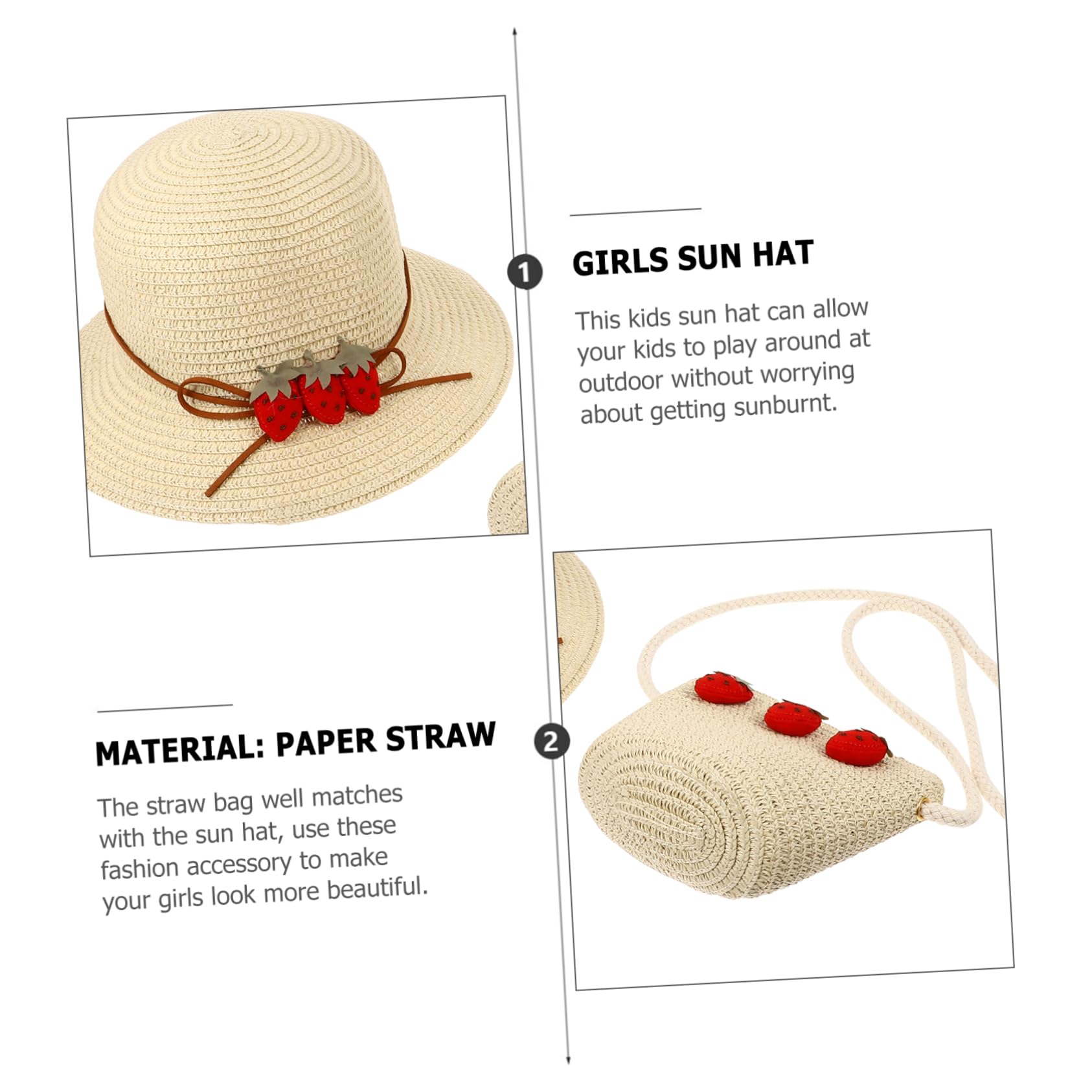 Sombrero de para Niñas con Bolsa de Verano Beige Protección Solar y Transpirable para Playa y Actividades al Aire