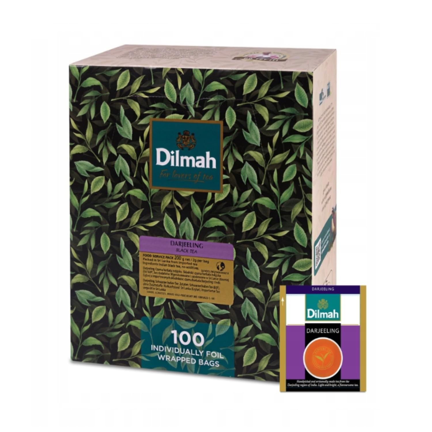 Dilmah® | Té negro Darjeeling de origen único | Té indio Darjeeling ligero y aromático - 100 sobres (200 Gr) | Té Darjeeling Ho.Re.Ca.