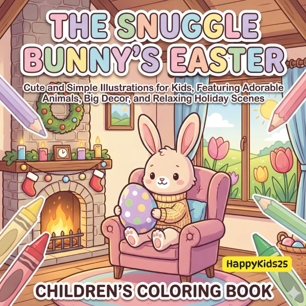 The Snuggle Bunny’s Easter Coloring Book: 30 Cute and Simple Kawaii Illustrations for Toddlers and Kids - Easy Spring Scenes with Large Designs.