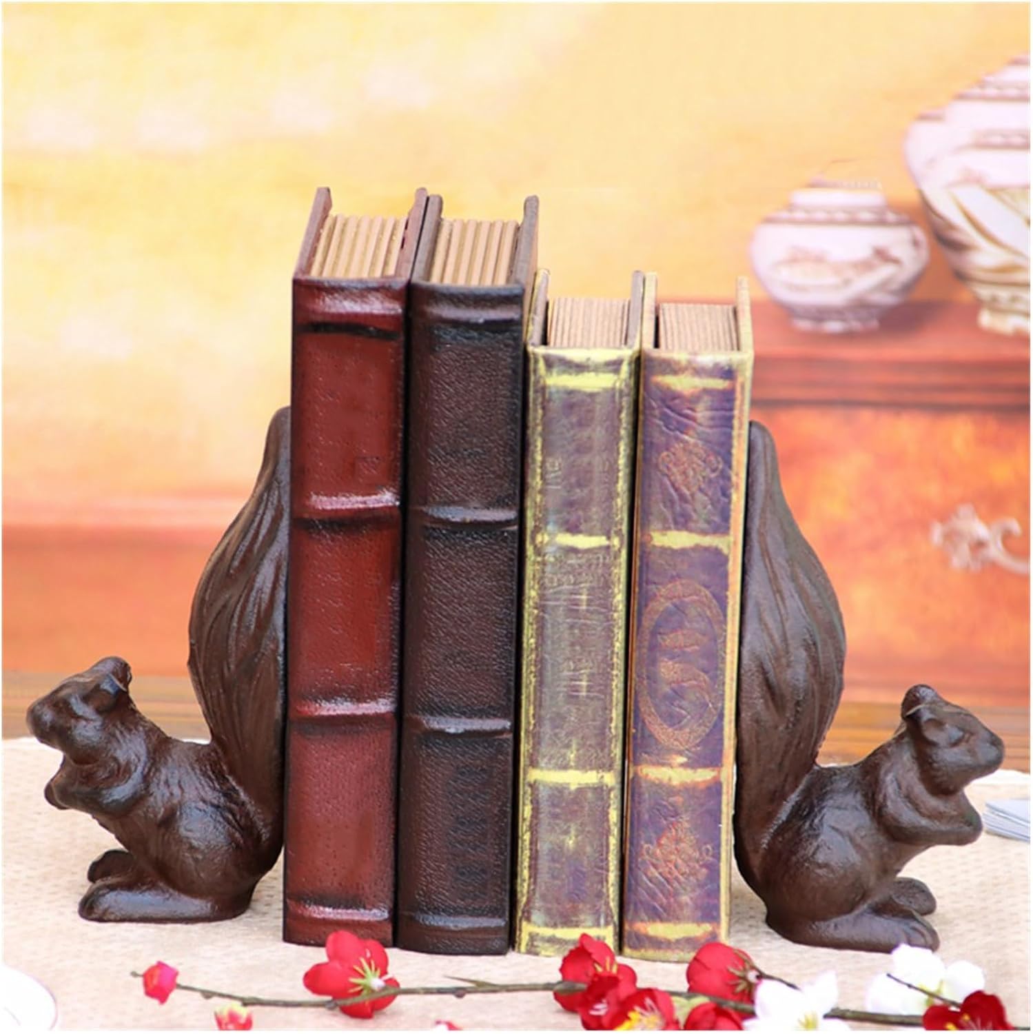Bookend Support Bookend Unique Cast Iron Decor Book Ends to Hold Heavy Duty Books Vintage Antique Home Living Room Library Office Shelf Bookends