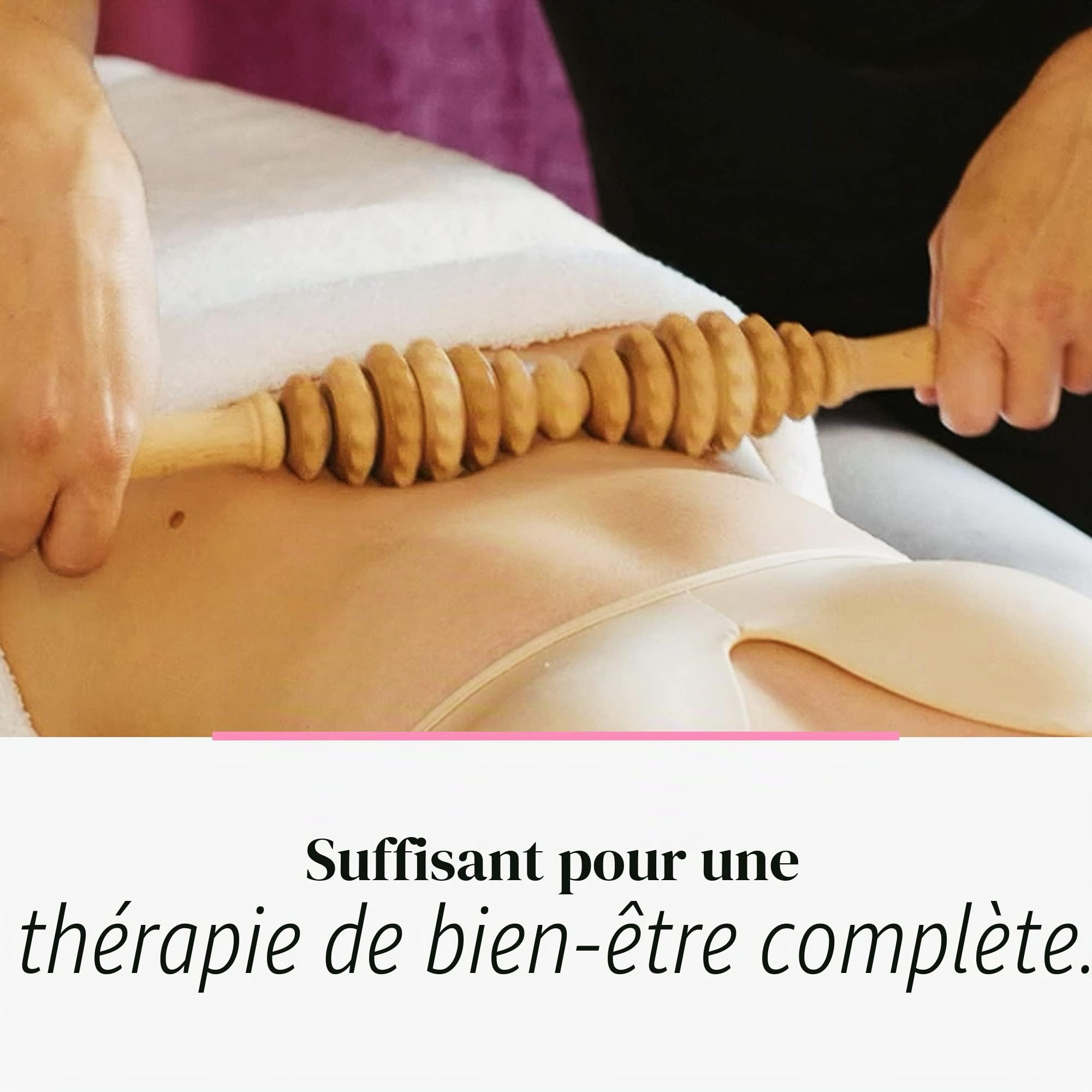 Tuuli Accessories Anti Cellulite Masseur Rouleau de Massage Appareil Maderothérapie Bois 40 cm