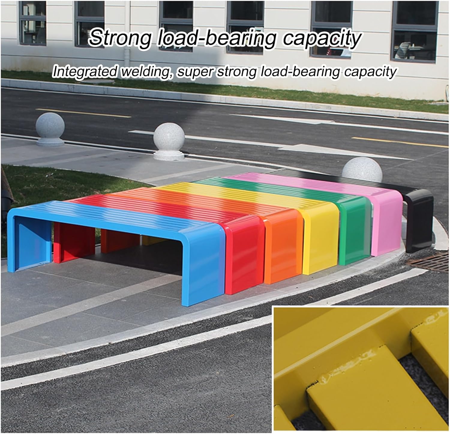 Outdoor Park Garden Bench, Weatherproof Backless, Porch Tables for Outside, Outdoor Garden Iron SeatKindergarten Colourful Bench, for Garden, Porch, Park(Pink,120cm/47.2in)