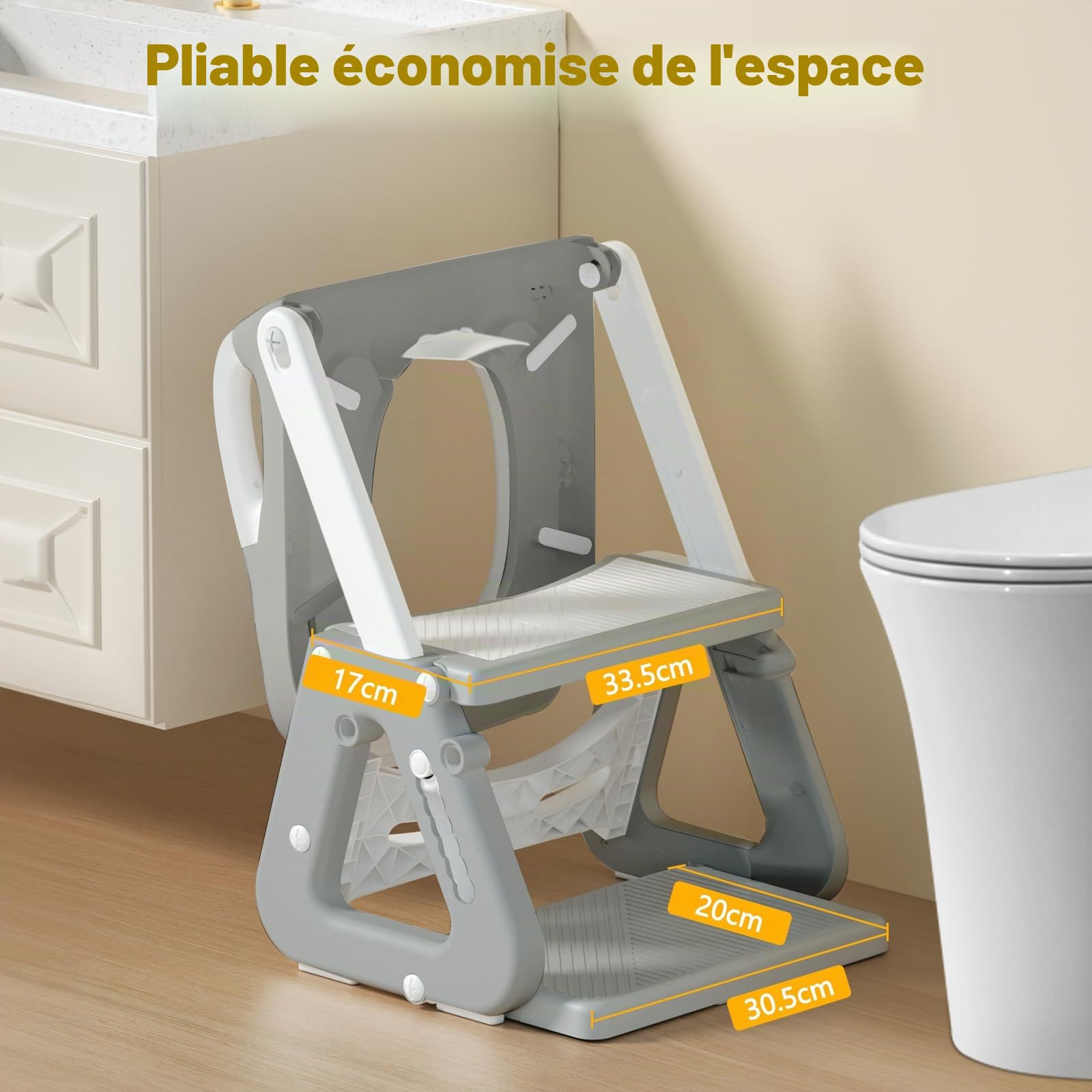 Reducteur Toilette Enfant, Pliable Réducteurs De Toilettes Avec Escalier, Adaptateur Toilette Enfant Avec Rembourrage En PU, Anti-éclaboussures Et Antidérapant, Pour Garçons Et Filles Bébé