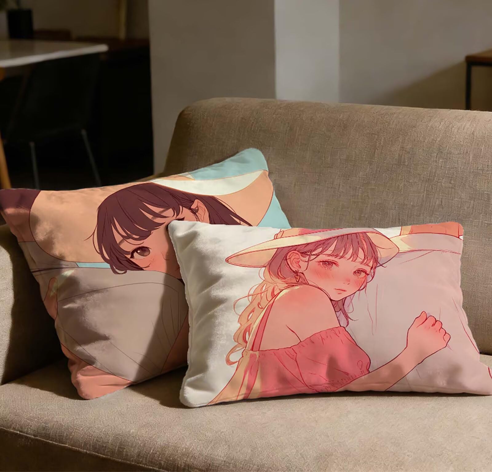 Taie oreiller 40x70 cm lot de 2 en velours avec motif dessin animé et fermeture éclair invisible O-432C