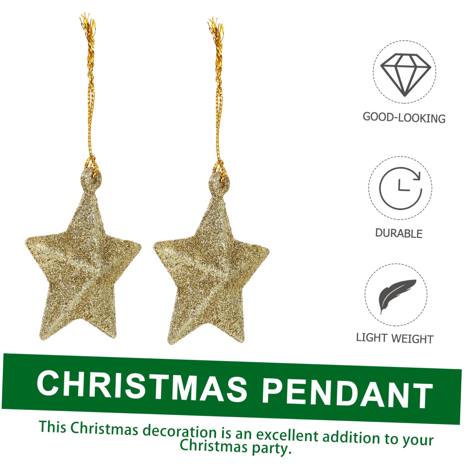 TOPBATHY 150 Pz Decorazione Natalizia Ornamenti Natalizi Stella D'oro Ciondolo Stella Di Natale Ornamenti Decorativi Da Appendere Appesa All'albero Di Natale Glitter D'oro