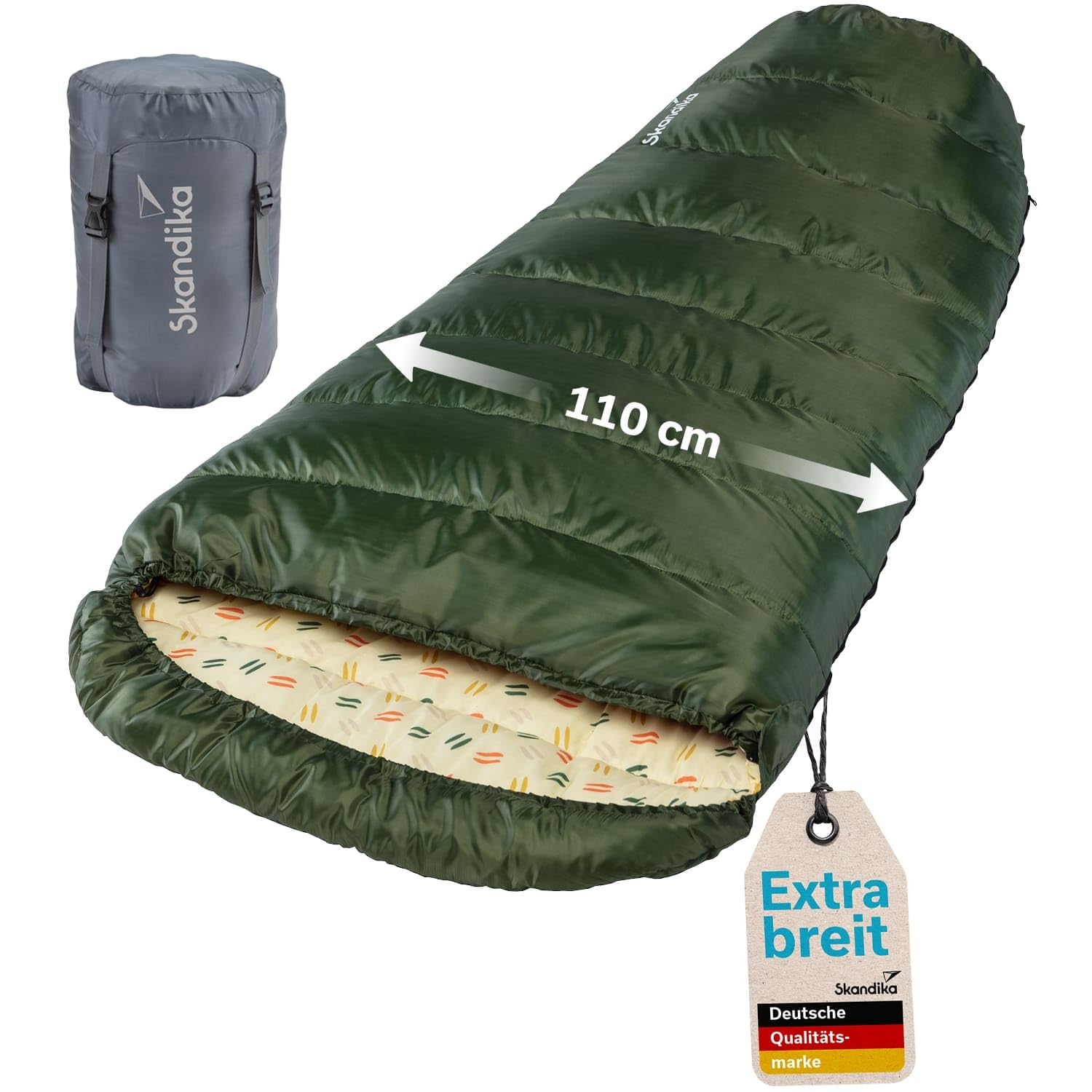 Skandika Schlafsack Vegas | XXL Mumienschlafsack mit/ohne Polycotton Innenfutter, für Erwachsene, koppelbar, Doppelschlafsack, 3 Jahreszeiten, bis -12°C, 220 x 110 cm | Winter Outdoor Camping Wandern