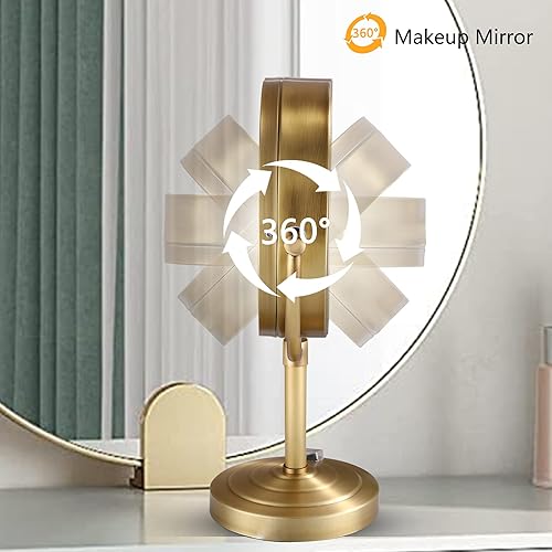 Miniatura 4 de Espejo de maquillaje LED de 8.5 pulgadas con aumento de 10X, tiene luces de tres colores, espejo de baño extensible, mesa de dos caras, acabado de