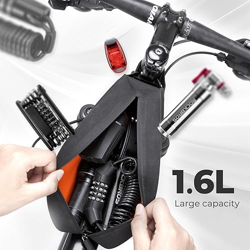 Miniatura 5 de ROCKBROS Bolsa de tubo superior para bicicleta, bolsa de marco frontal de bicicleta, bolsa impermeable para bicicleta, bolsa de teléfono para