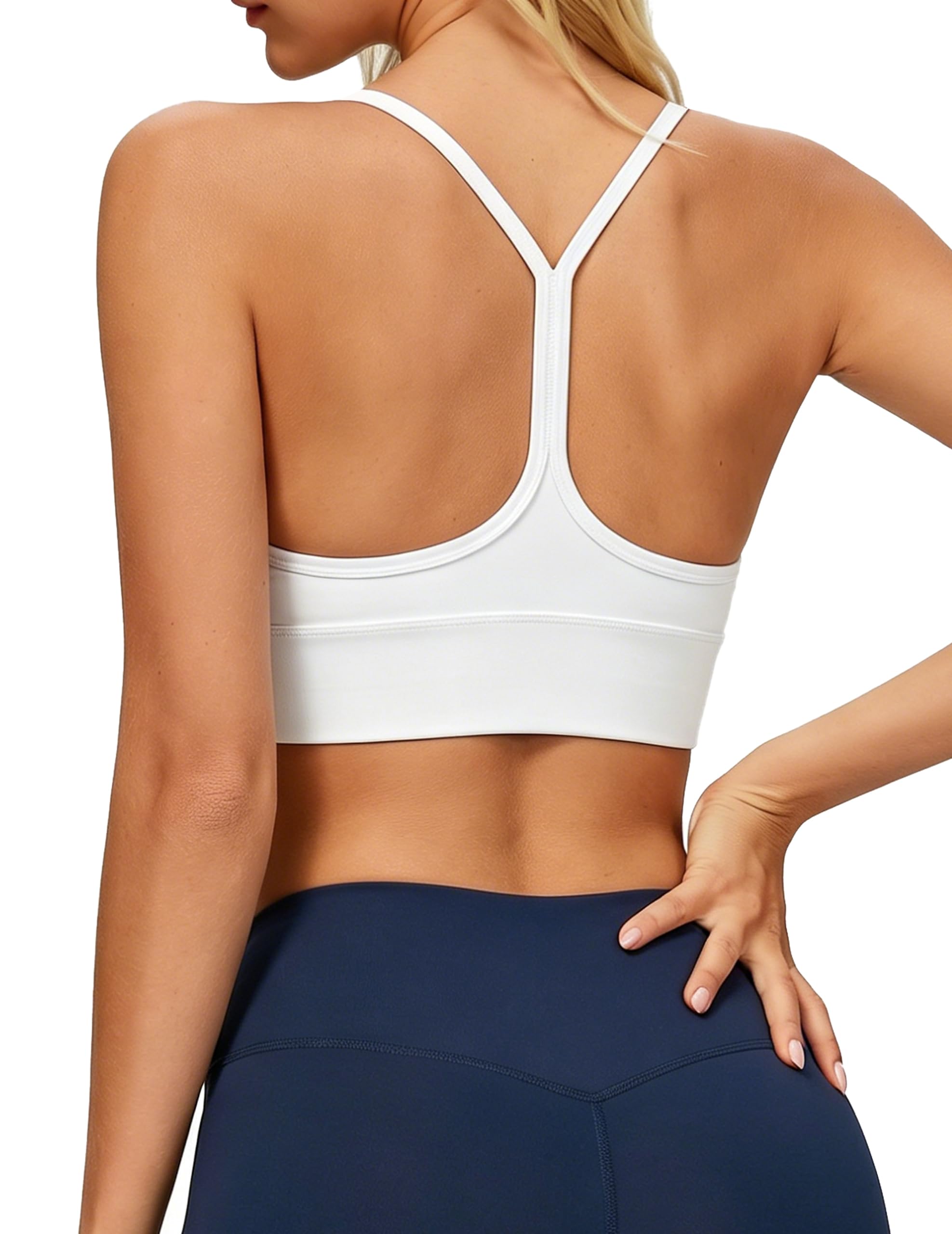 Soutien Gorge de Sport Femme Dos en Y Respirant Bretelles Fines Soutien Moyen pour Yoga Soutien-Gorge de Sport avec Coussinets Amovibles sans Armature pour Fitness Course à Pied