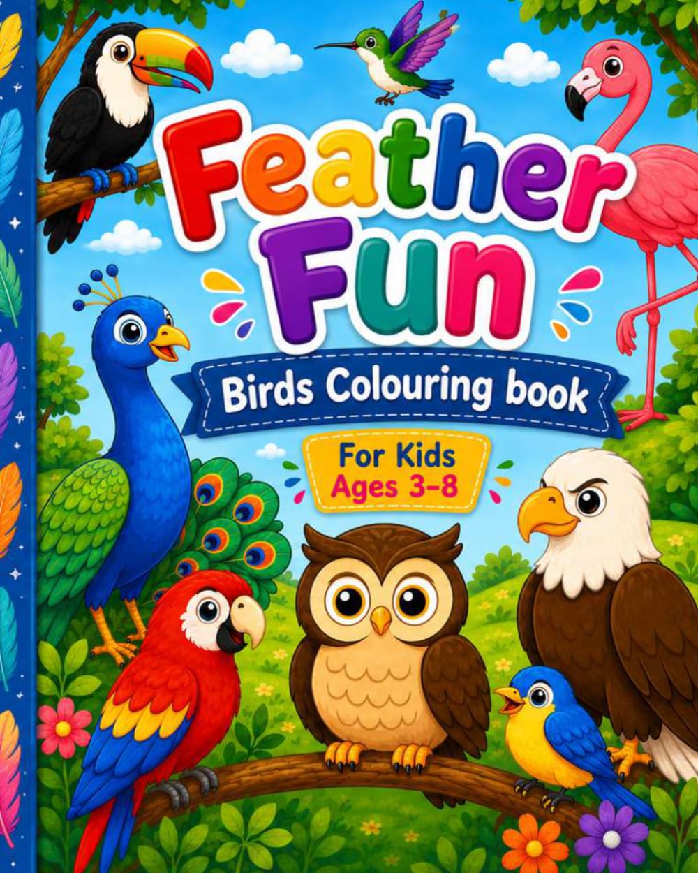 Feather Fun: Birds Colouring Book For Kids Ages 3–8