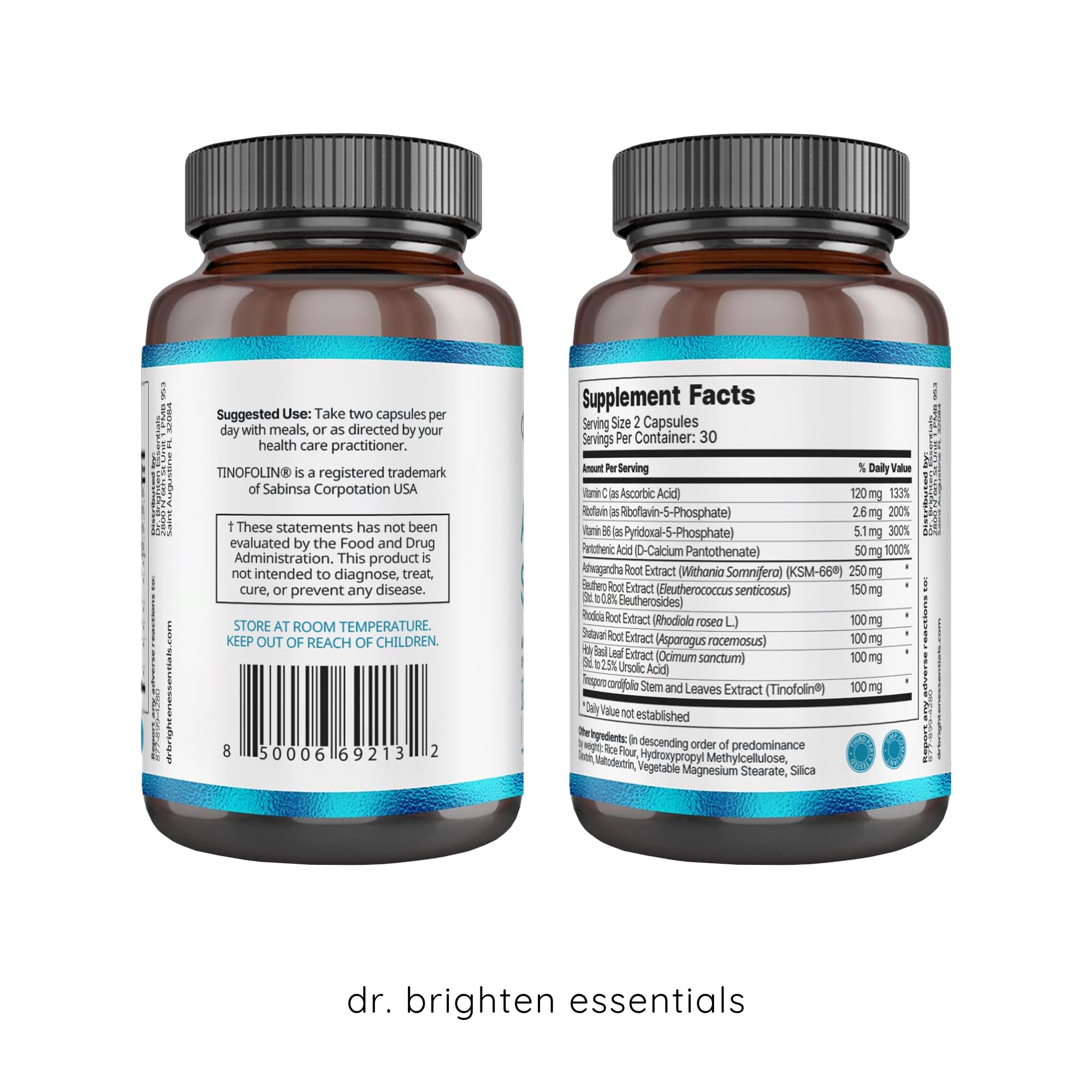 Dr. Brighten Adrenal Support - Dietary Supplement with Ashwagandha to Support Healthy Energy Levels and Stress Response (60 Count) — Amazon image 2