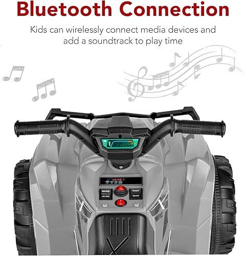 Miniatura 10 de Best Choice Products ATV eléctrico de 12 V para niños, juguete de 4 ruedas con audio Bluetooth, velocidad máxima de 2.4 mph, neumáticos con pisadas,