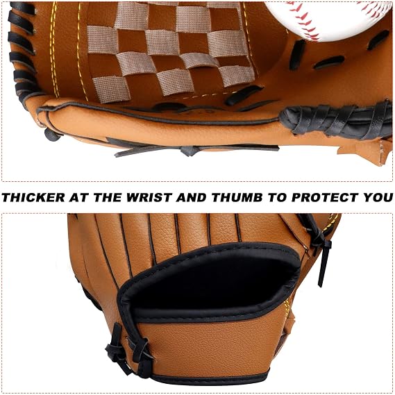 Baseball Gloves Softball Glove,12.5 Player Preferred Wear-Resistant PU Material Softball Fielding Glove,Left Hand Gloves Right Hand Throw for Youth Adult Infielder-Brown Infield