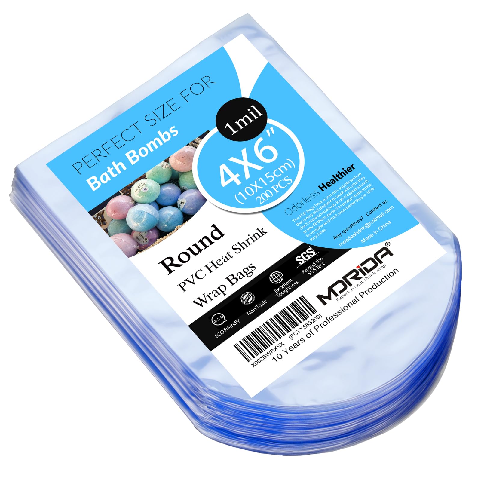 200 pcs 4X6 inch Bath Bomb Heat Shrink Wrap Bags Round PVC Wrappers for Bath Bombs, Soaps, Cookies, and DIY Handmade Crafts, Odorless Food Safety Quality