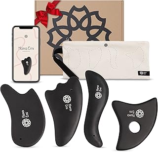 Large Gua Sha Tools Massage Set - 4Pcs - Skincare & Massage Routine - Scraping Massage Tools - Facial Gua Sha Stones - Bia...