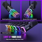 FIFINE USB/XLR Microphone dynamique pour l'enregistrement Podcast, PC Computer Gaming Streaming Mic avec RGB Light, Mute Button, Casque Jack, Desktop Stand, Vocal Mic pour chanter YouTube-AmpliGame AM8