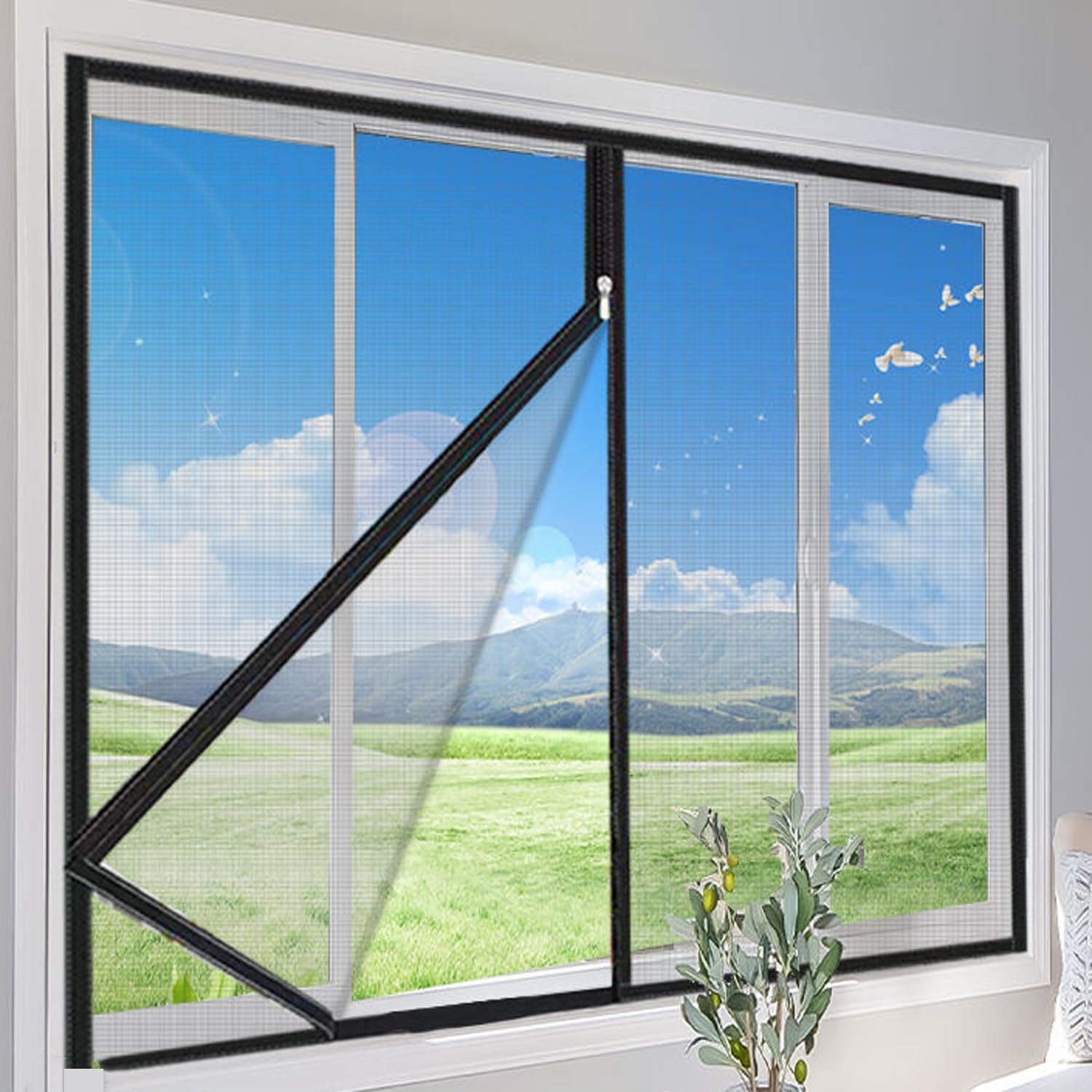 Moustiquaire de fenêtre filet maille 45 x 130 cm fraîcheur salon
