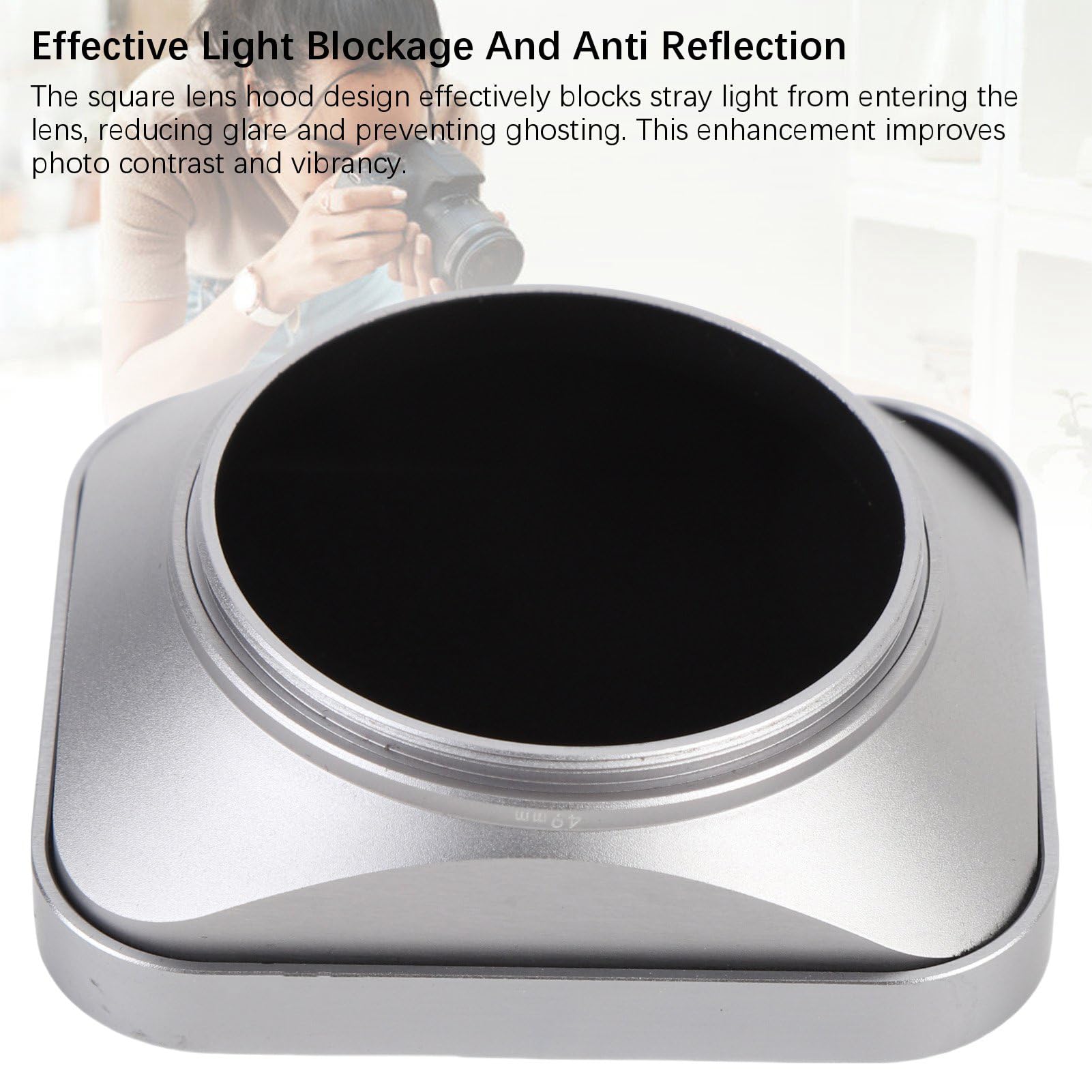 Generic Paraluce per Fotocamera in Lega di Alluminio Resistente per un Efficace Blocco della Luce e Antiriflesso All'aperto 1x (49 mm)