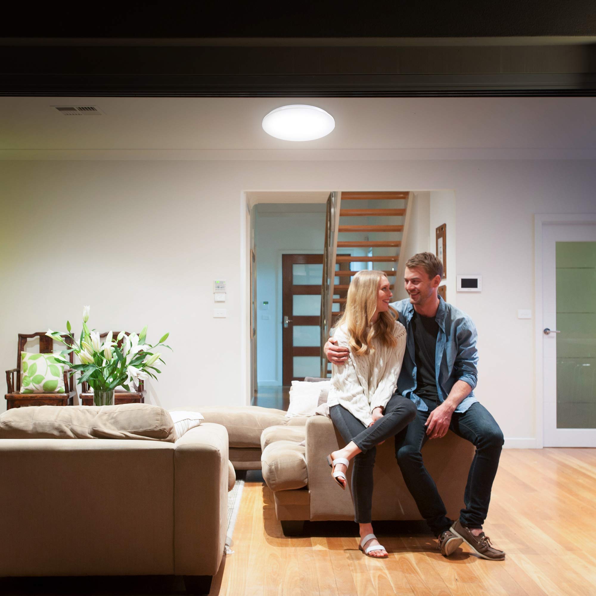 B.K.Licht Lámpara de techo moderna I Ecológico I Fácil montaje I LED Plafón Ø30 cm IP44 Impermeable I Blanco Natural 4000K, 1200LM I Luz para baño I plafon led techo