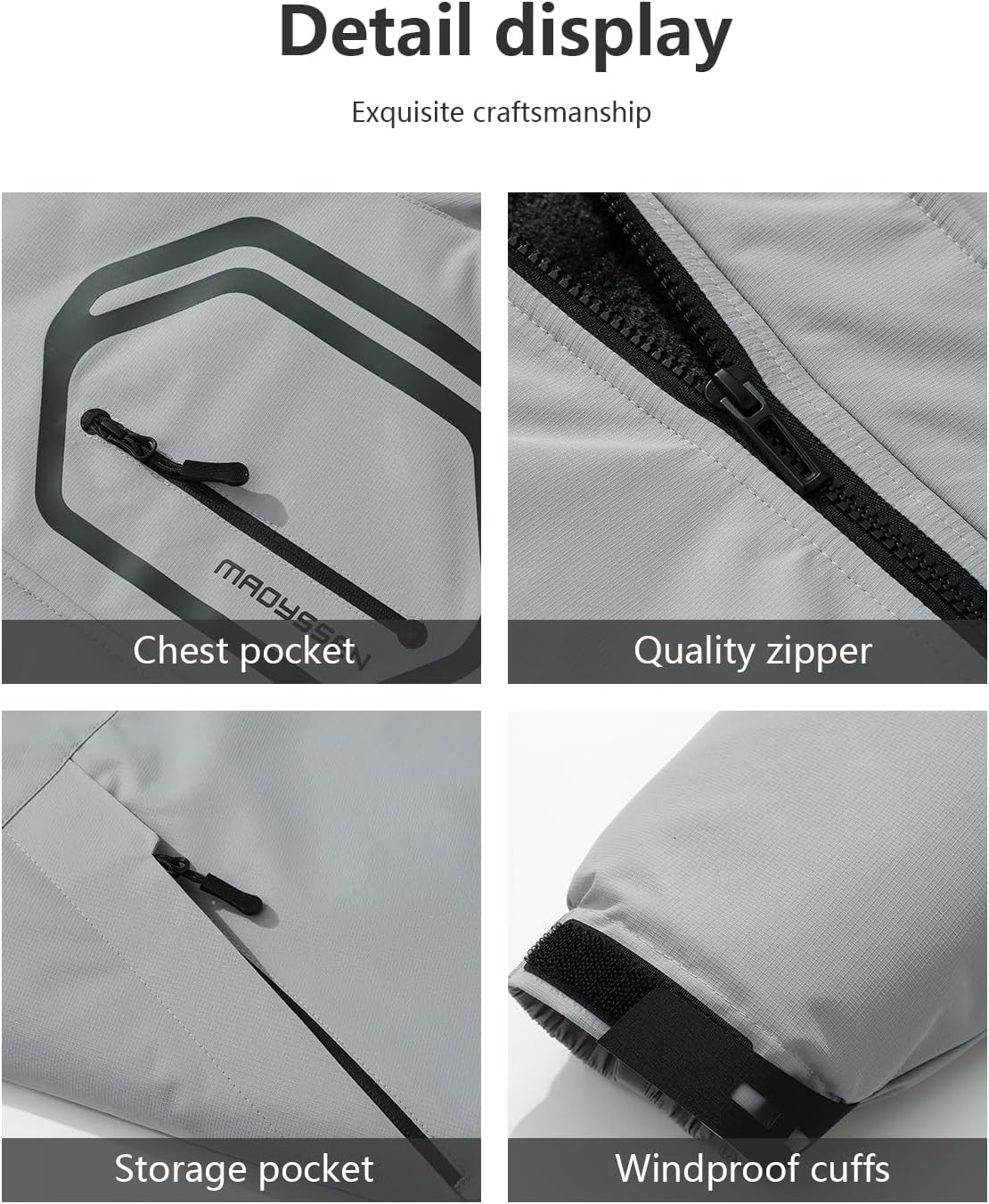 Men's Detachable Hooded Ski Jacket - Waterproof Padded Warm Lined Winter Jacket, Windproof Parka - Image 5