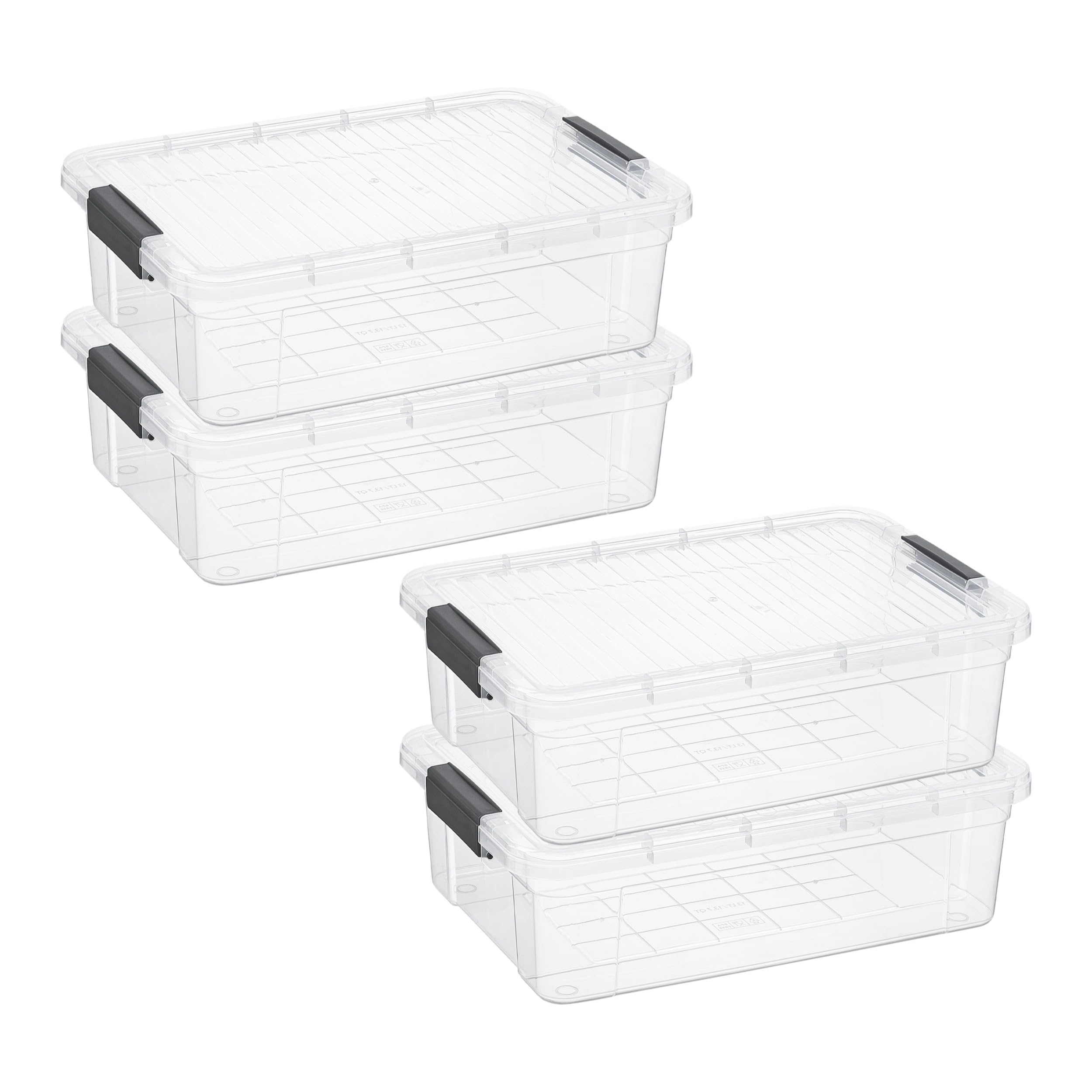 Superio 13.7 Quart Clear Plastic Storage Bin with Lid, Stackable Organizer Box, BPA-Free Storage Container for Home, Garage, School &amp; Office, 4 Pack