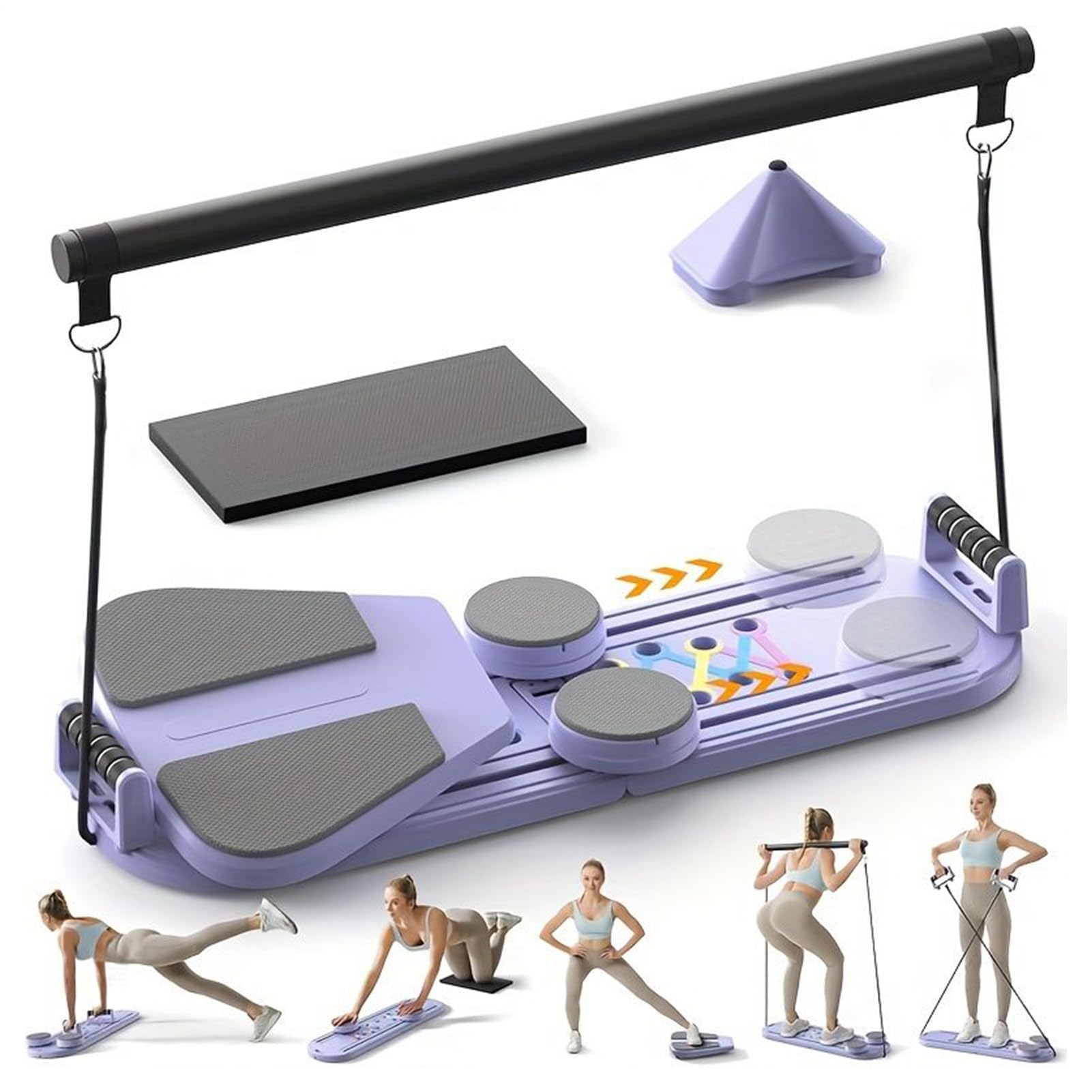 Tavola Riformare Pilates,Attrezzature Per Il Fitness 5 in 1,Macchina Addominale per Esercizi Per Donne Uomini Atleti Principianti Entusiasti del Fitness Palestra A Casa