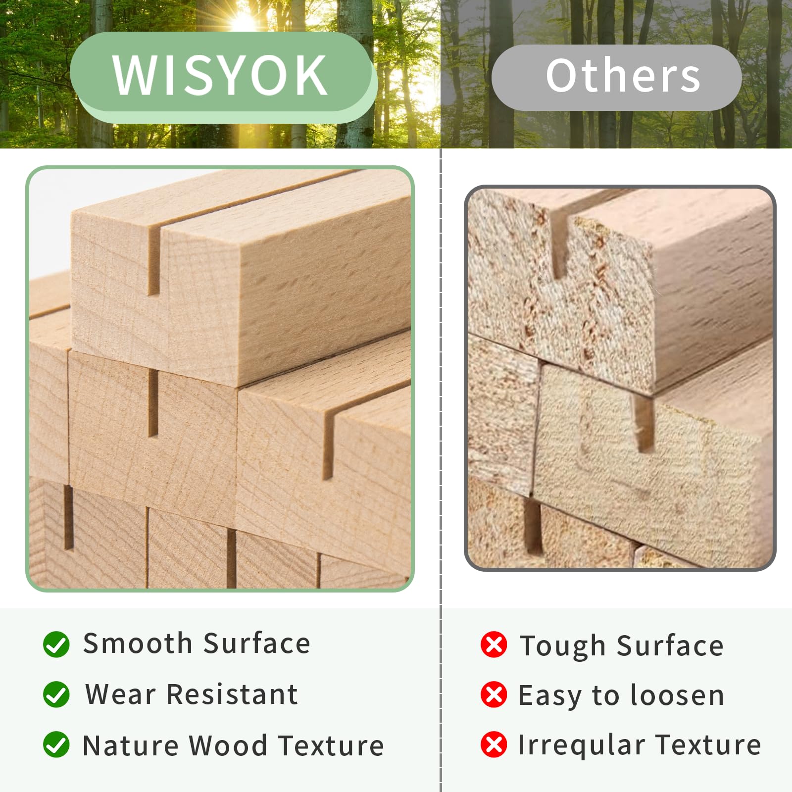 WISYOK Soportes para Tarjetas de Madera, 30 Piezas, 10×3×2cm