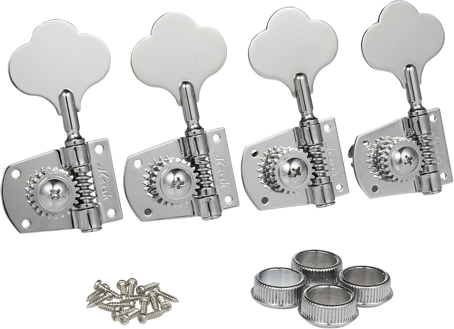 Cloverleaf Left Handed 4L Bass Guitar Tuners Bass Tuning Machine Heads Bass Tuning Keys Pegs for American Standard/Highway One Series Basses Chrome