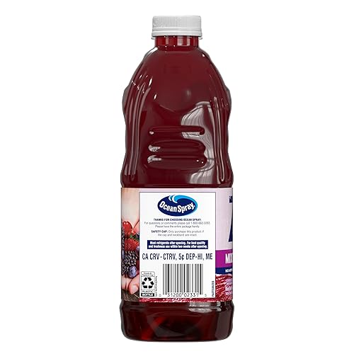 Vista 11 de Ocean Spray® ZERO Sugar - Bebida de jugo de bayas mixtas, bebida de jugo de arándano endulzado con stevia, botella de 64 onzas líquidas