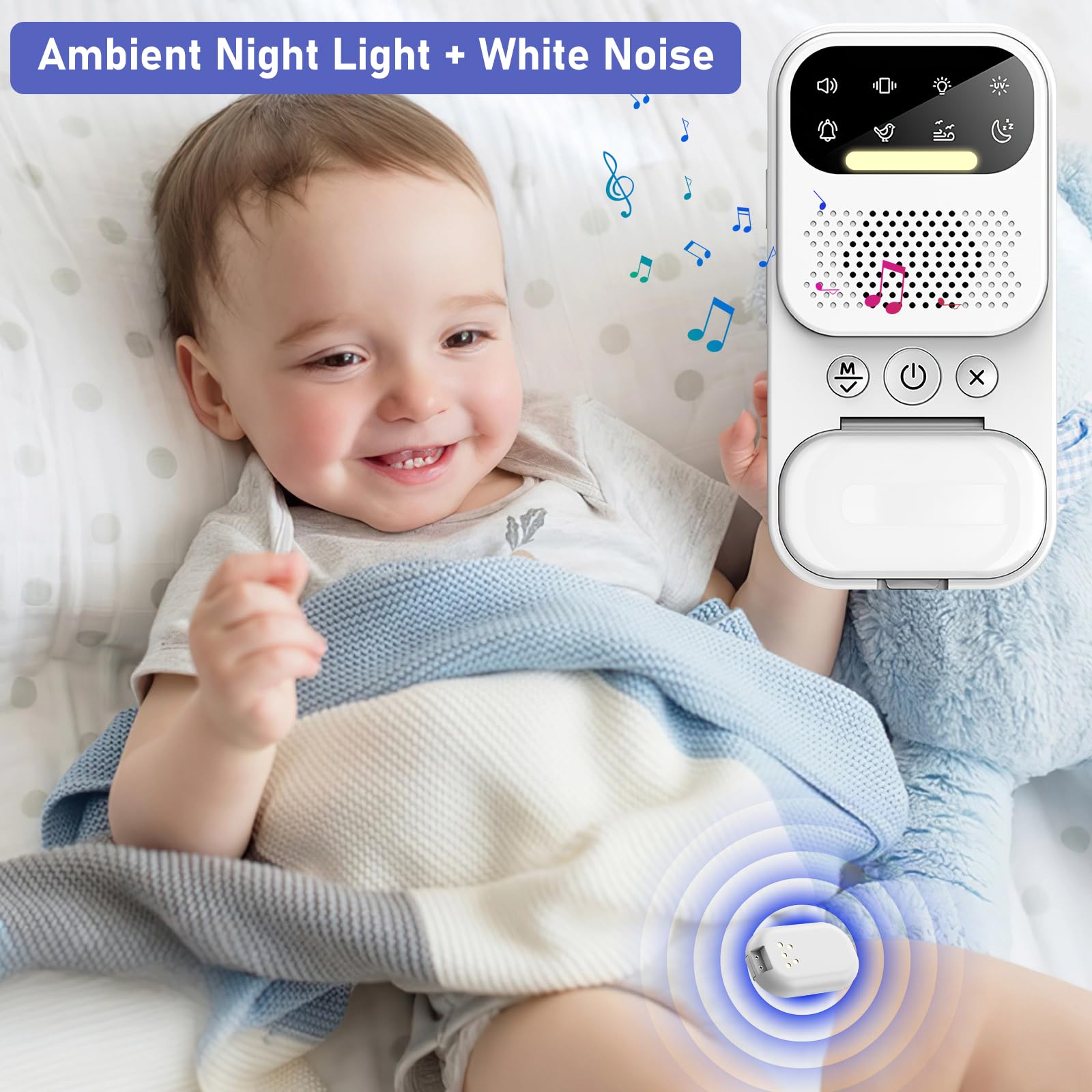 Alarma Inalámbrica para Mojar la Cama Niños, Alarma Inalámbrica para Mojar la Cama con Luz Nocturna/Ruido Blanco, Alarma de Orina para Niños Recargable por USB, 3 Modos de Funcionamiento