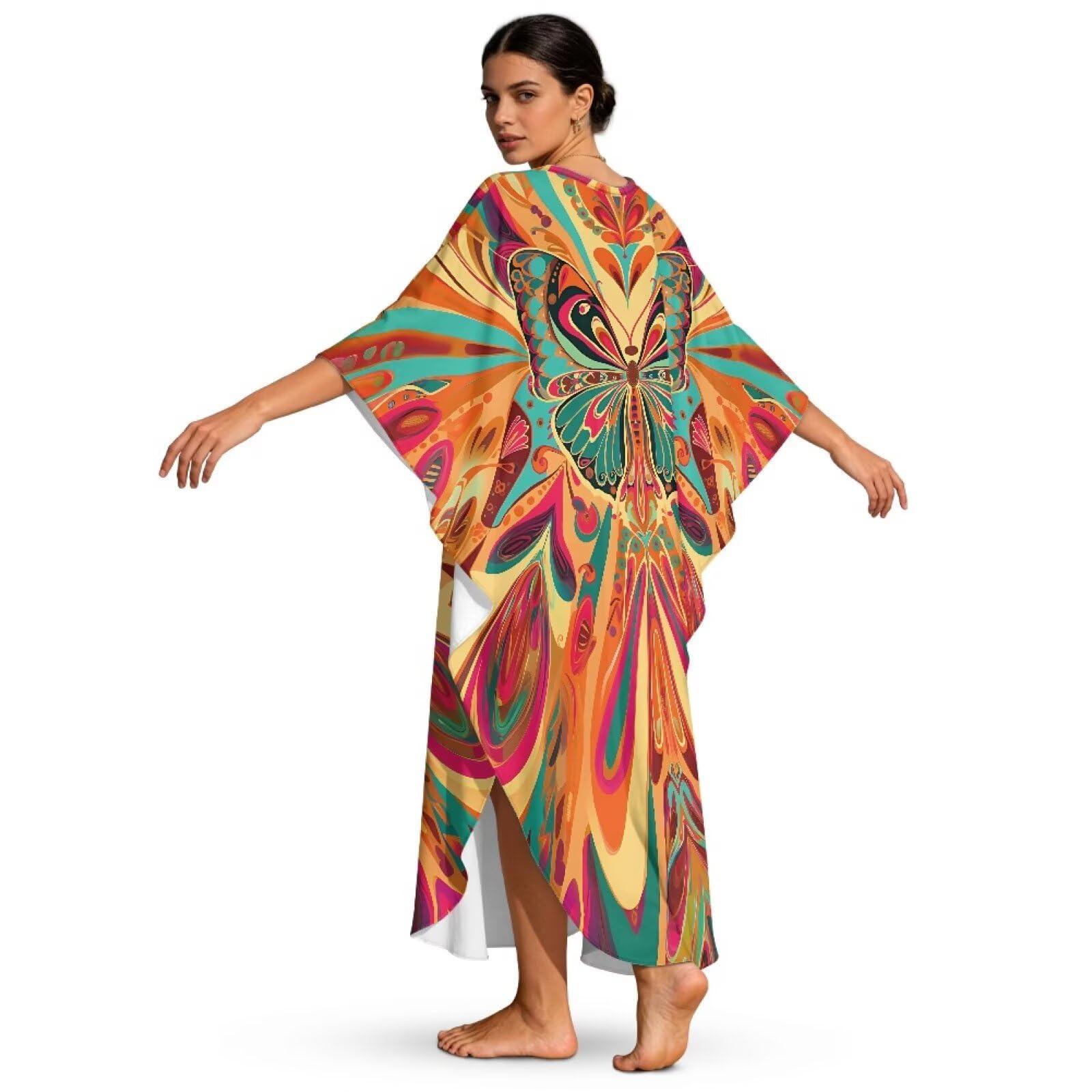 Poceacles Maxi abito estivo da donna, caftano taglie forti, da spiaggia, copricostume da bagno da viaggio