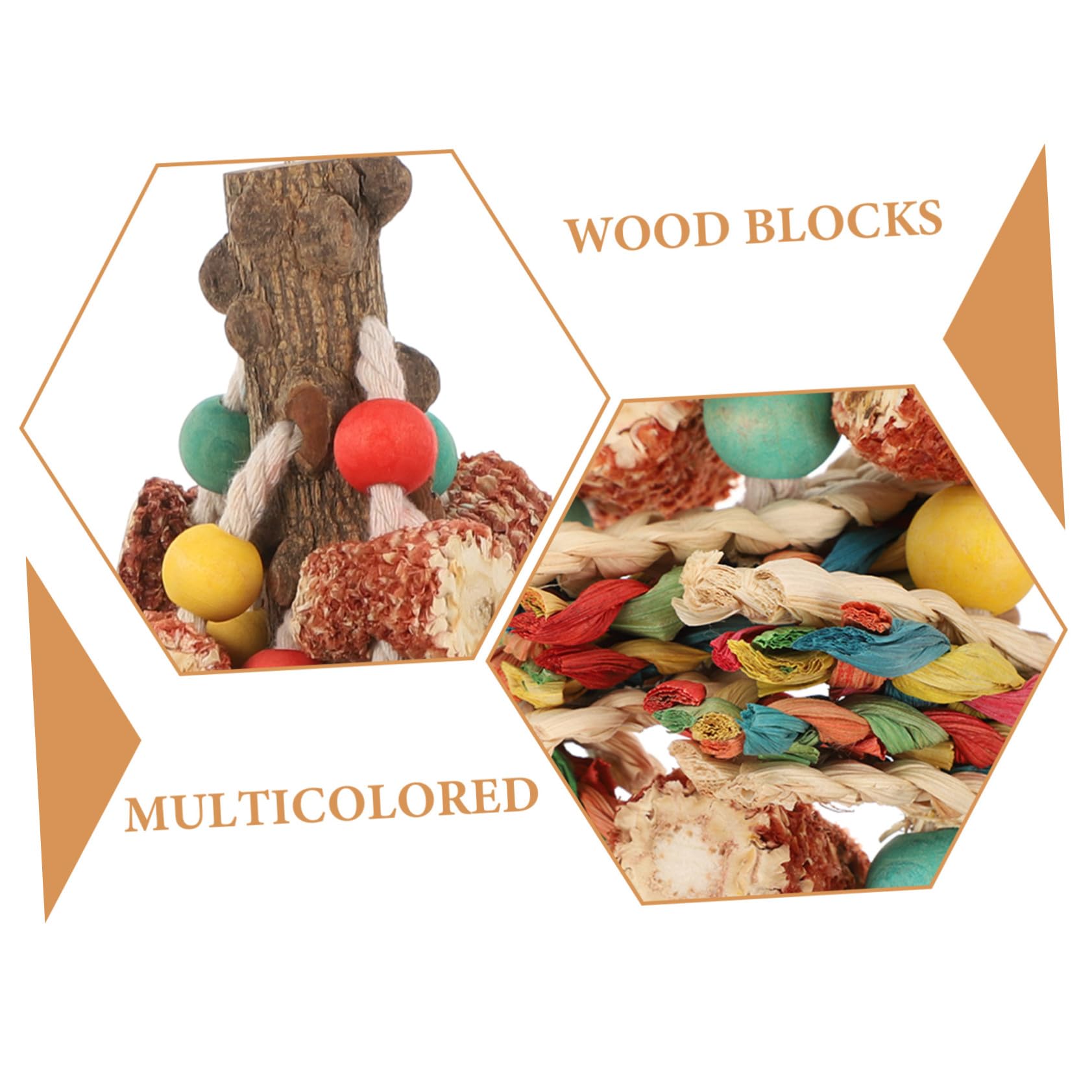 Juguete Masticable Colgante para Loros y Pájaros de Madera Natural Gancho Antideslizante, Juguete para Ejercicio y Entretenimiento