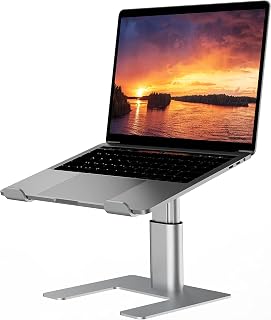 Laptop Stand for Desk, Computer Stand Adjustable Height, Ergonomic Notebook Laptop Riser, Aluminum Metal Holder Compatible with 10 to 15.6 Inches Notebook PC Computer, Silver