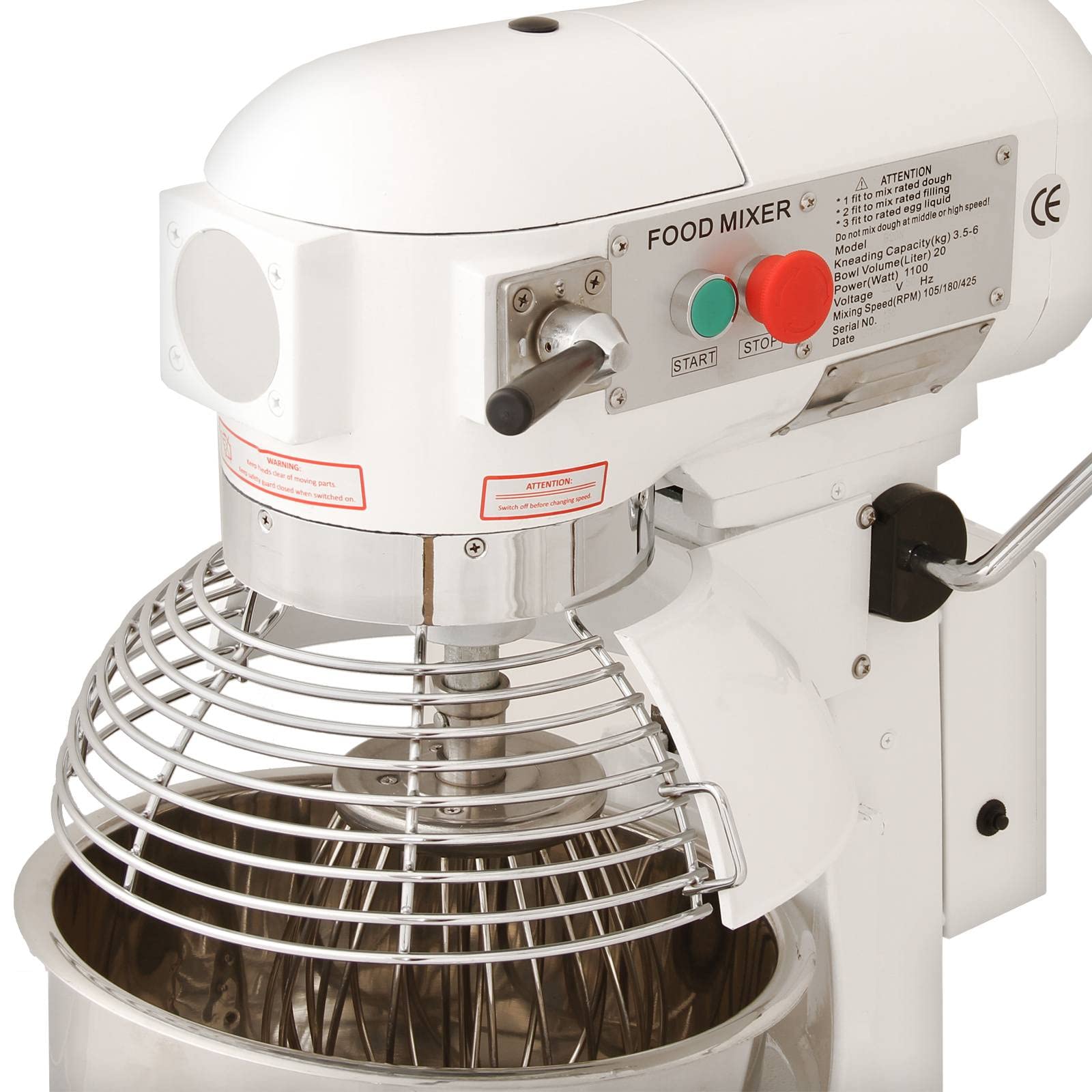 KuKoo - Batidora de batidora planetaria para amasar profesional de 20 litros con 3 accesorios