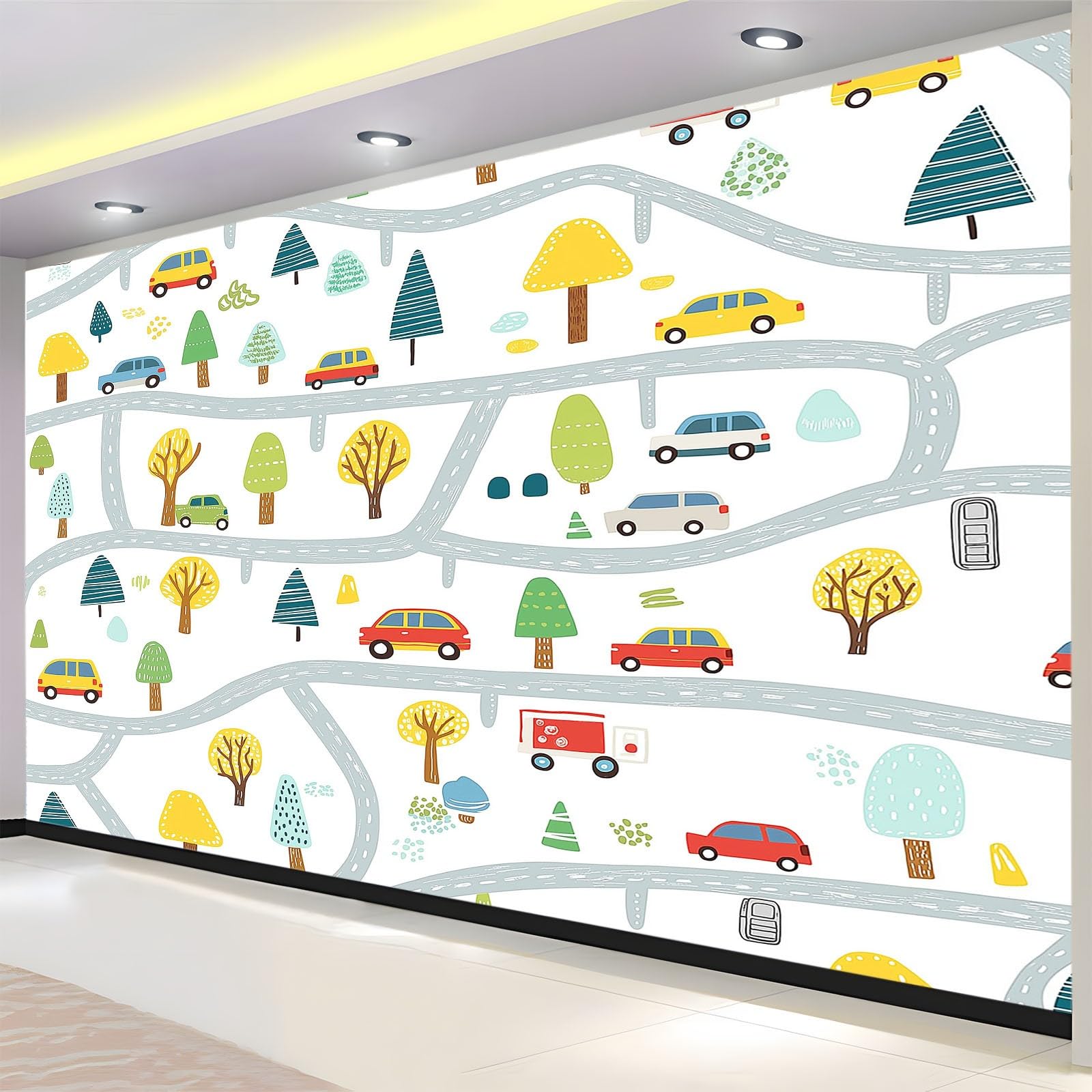 Tapeta ścienna 3D Transport ulice miasto fototapeta drukowana, wysokiej jakości włóknina dekoracyjna mural, plakat projektowy, biały, 200 x 140 cm