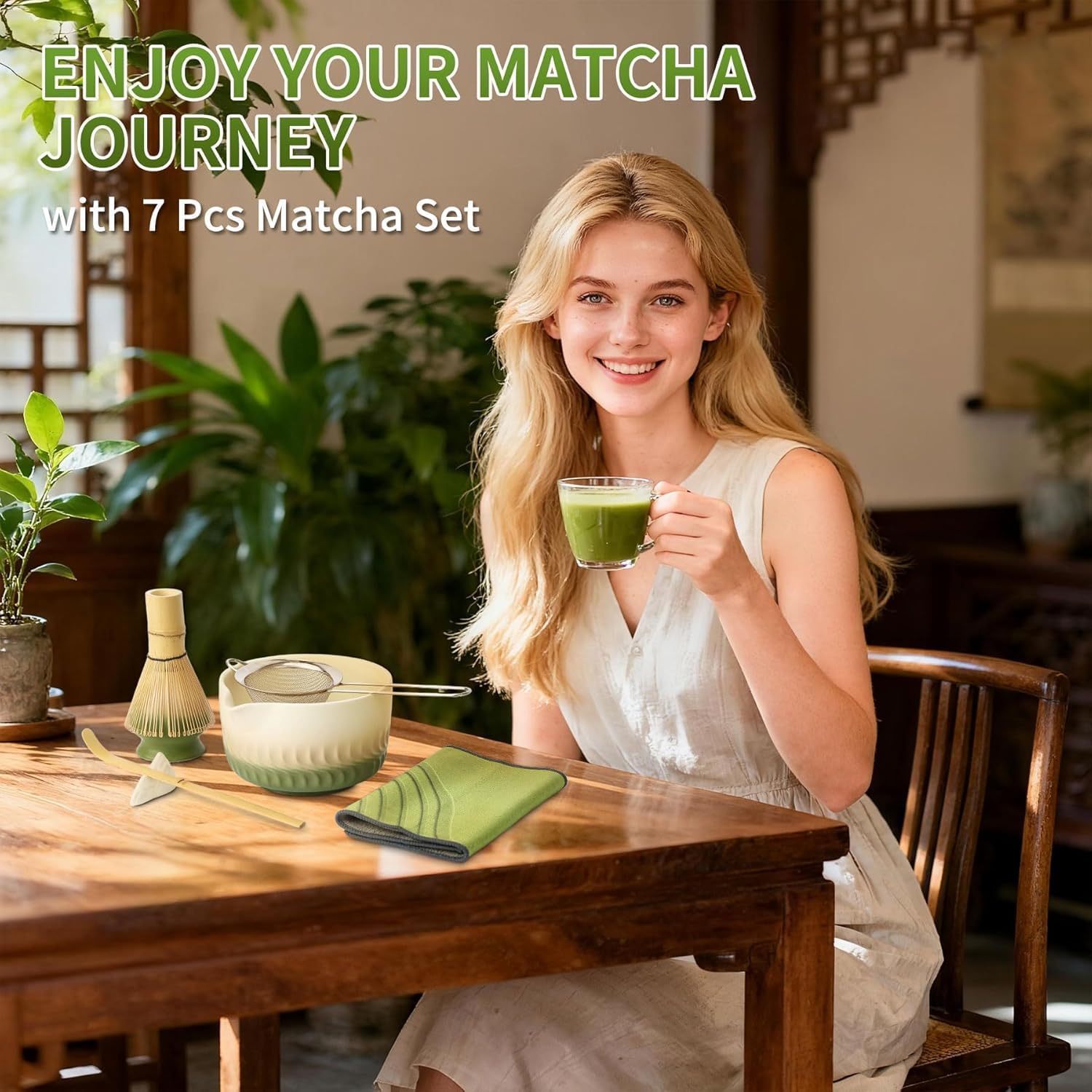 Matcha Whisk Set, 5-Piece Tea Kit (Matcha Bowl With Spout, Bamboo Whisk, Sifter, Whisk Holder, Scoop), Matcha Kit For Matcha Making Powder Accessories Kit