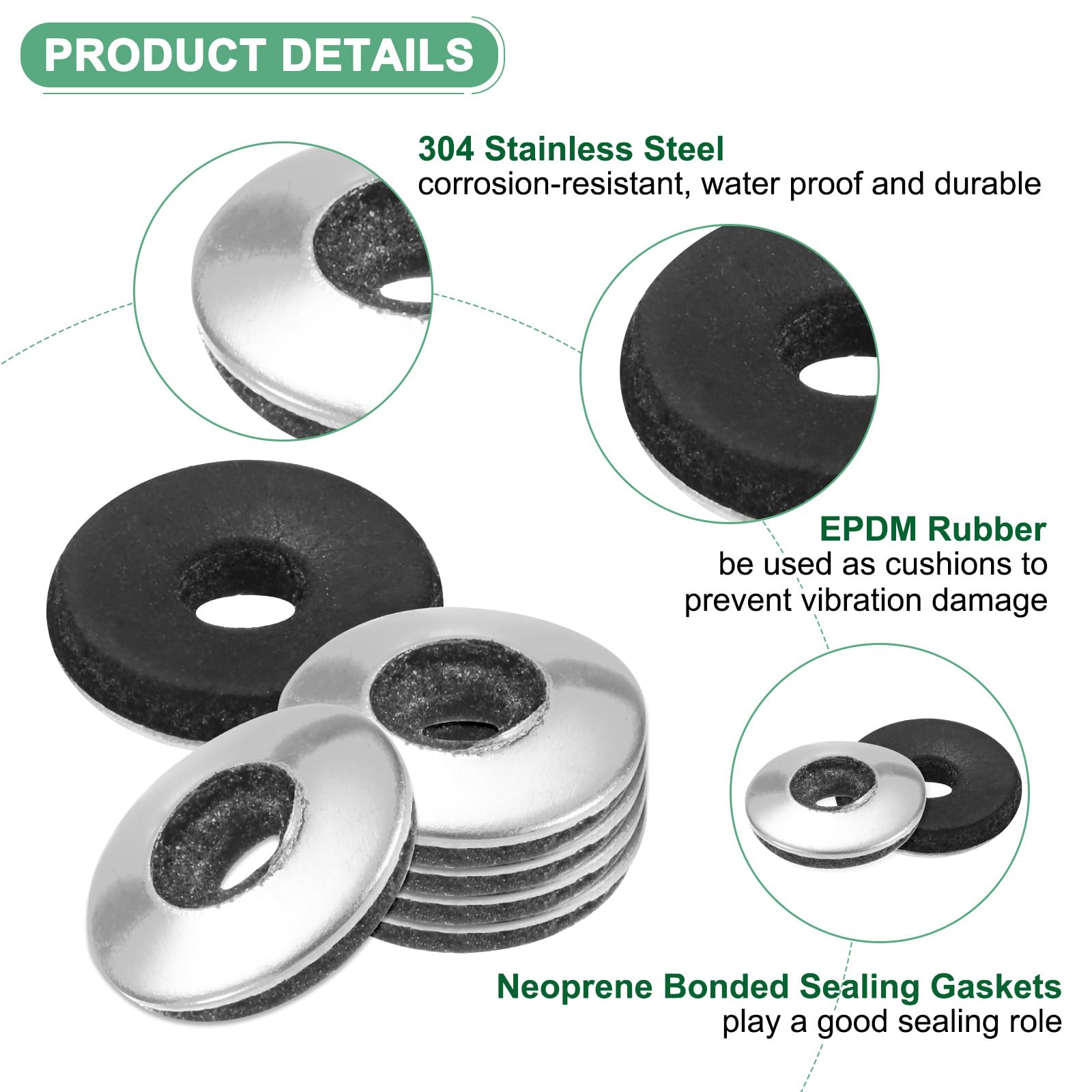 M METERXITY M4.2 x 12mm EPDM Bonded Sealing Rubber Washers - Image 2