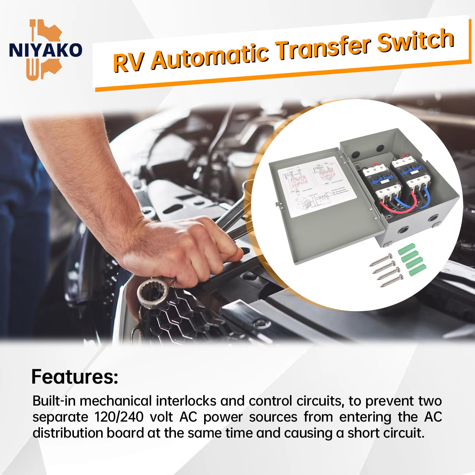 Snapklik.com : Niyako RV Automatic Transfer Switch 50 Amp 240 VAC 70A ...