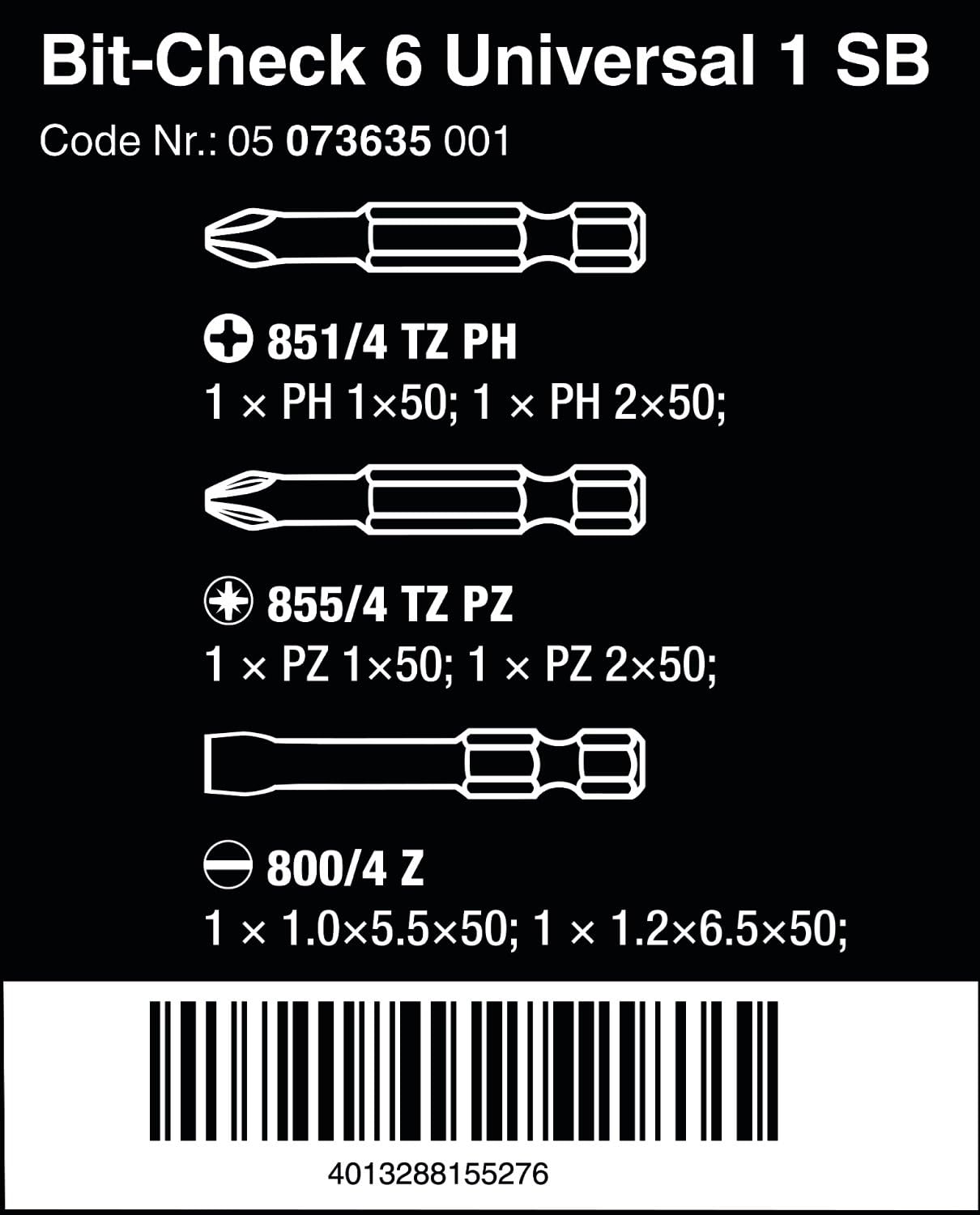 Wera 05073635001 Screwdriver Nut Driver Bits - - 
