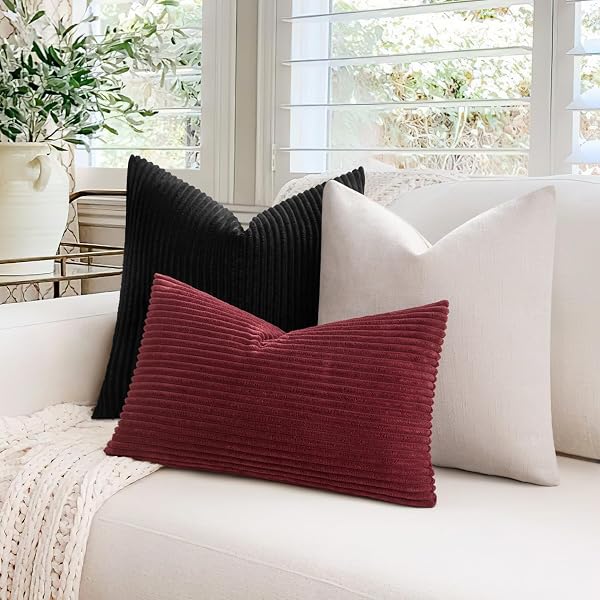 MIULEE Confezione da 2 Fodere in Velluto a Coste Decorative Federe Morbido Copricuscini Cuscino Moderne Comodo Robusto per Camera da Divano Letto 40 X 40 cm Nero - 4