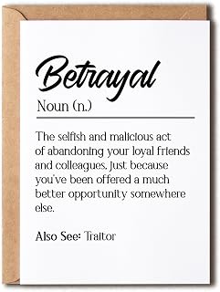 Betrayal Definition Coworker Leaving Card - Funny Coworker Gift - Leaving Card