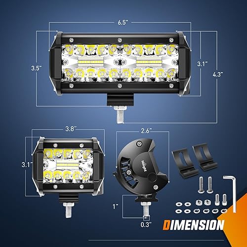Miniatura 72 de Nilight - 2 luces LED de triple fila de 4 pulgadas, 60W y 6000LM, barra de luz para barcos y vehículos todoterreno con soporte de montaje en capó
