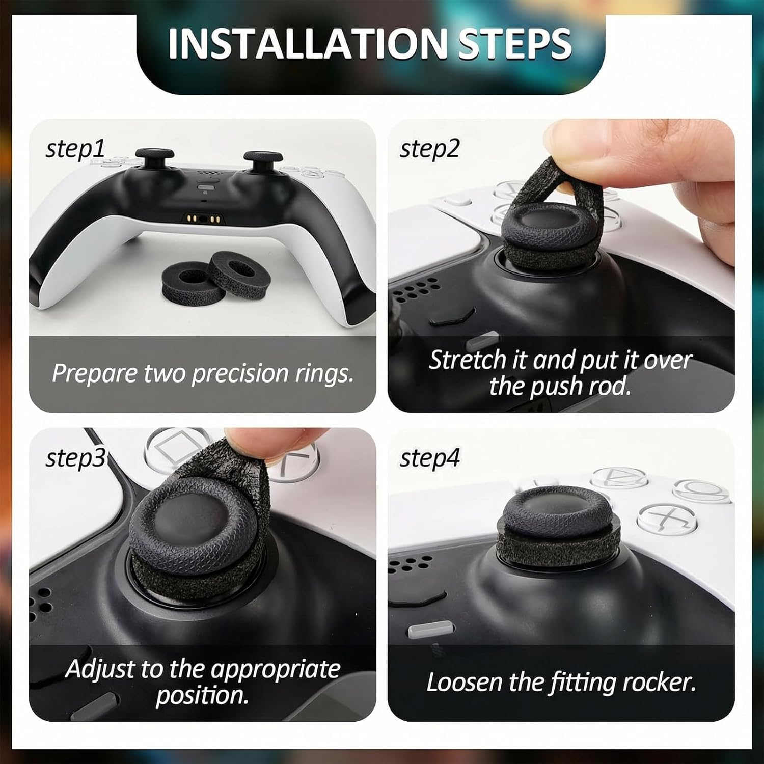 MOLOPPO 8PCS Precision Rings for PS4,for PS5, for Xbox, for PlayStation 5 Accessories, for Xbox Accessory, Gaming Accessories(Black/White/Purple/Green) - Image 5