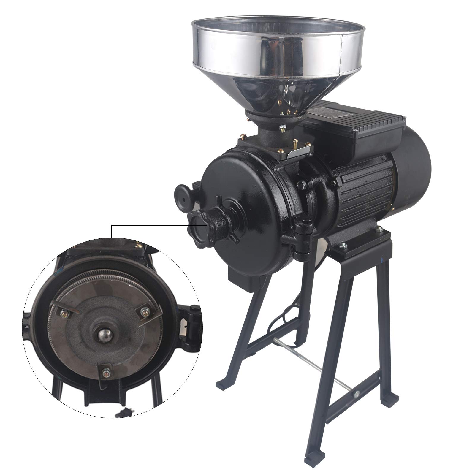 Moulin à céréales portable 2200 W Moulin à céréales sèches Moulin à grains de blé Moulin à grains de café et broyeur 220 V Technique de broyage en acier pour grains secs, maïs, riz, blé, avec