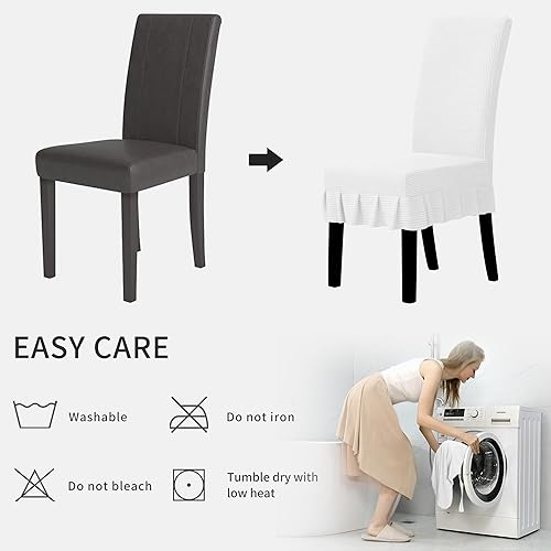 Miniatura 7 de Easy-Going Fundas para sillas de comedor, fundas elásticas para sillas Parsons con falda, fundas para sillas de comedor, restaurante, banquete (2
